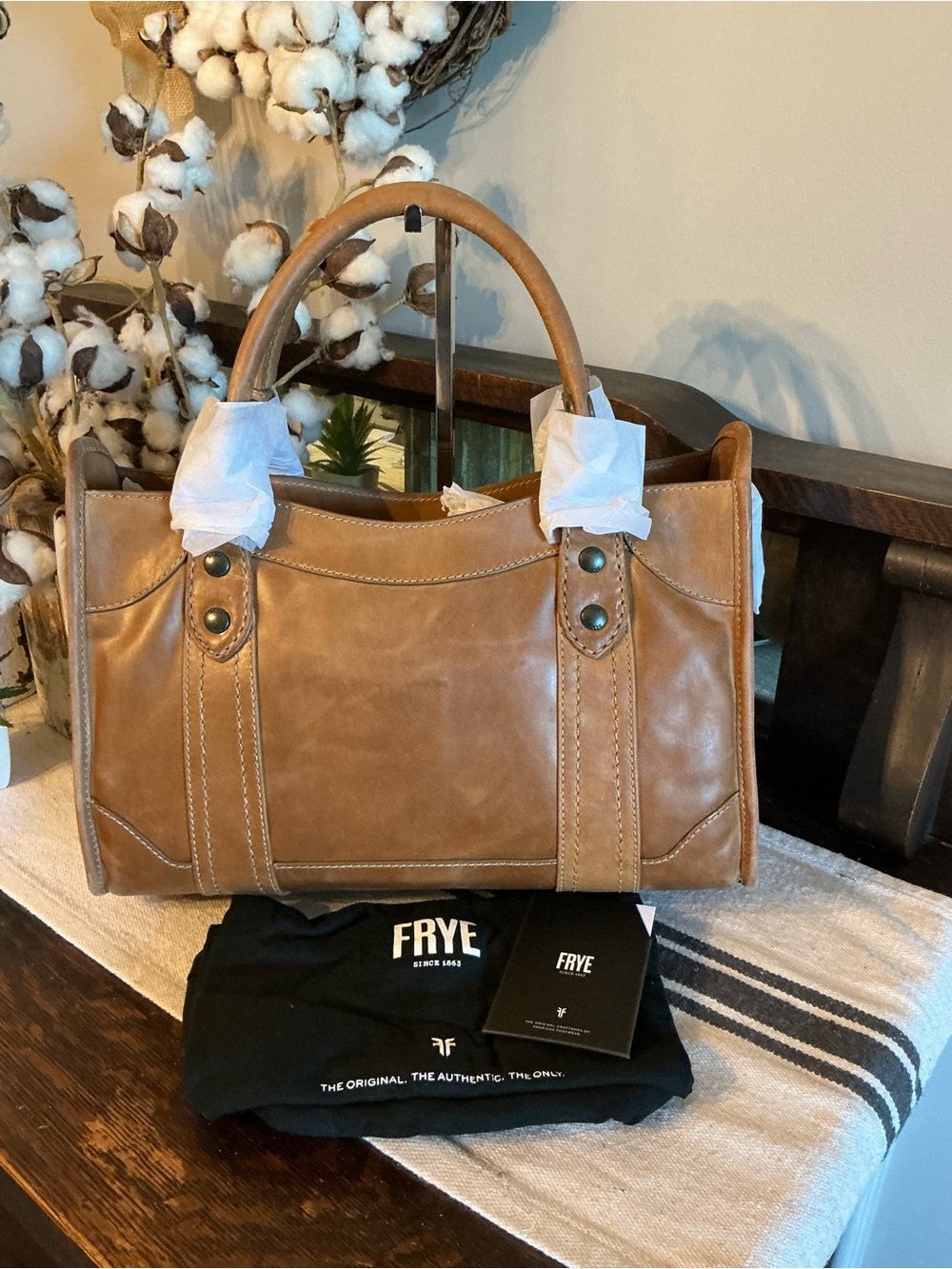 Frye Tan Leather Satchel - Picture 4 of 12